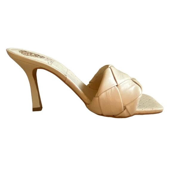 NEW Vince Camuto Brelanie Woven Strap Mule Heels Size 5.5 Slides Sandals in Bone - Picture 5 of 15